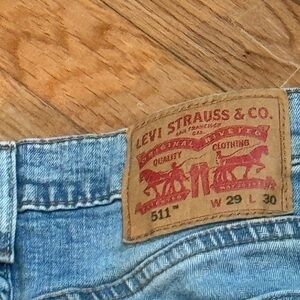 Signature by Levi Strauss Blue Jeans with Brown Leather Patch